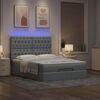 vidaXL Ottoman-Bett mit Matratze & LEDs Hellgrau 140x190 cm Stoff