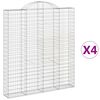 vidaXL Gabionen mit Hochbogen 4 Stk. 200x30x220/240cm Verzinktes Eisen