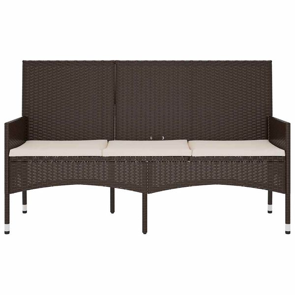 vidaXL Gartenbank 3-Sitzer mit Kissen Braun Poly Rattan