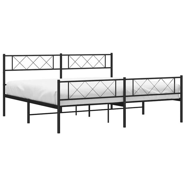 vidaXL Bettgestell mit Kopf- und Fu&szlig;teil Metall Schwarz 193x203 cm