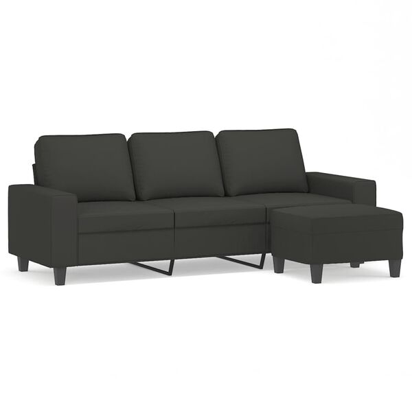 vidaXL 3-Sitzer-Sofa mit Hocker Dunkelgrau 180 cm Mikrofasergewebe