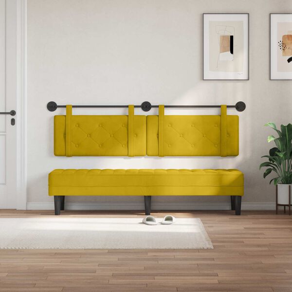 vidaXL H&auml;ngevorderseite Wandmontiert Gelb 170 x 55 x 5 cm Samt