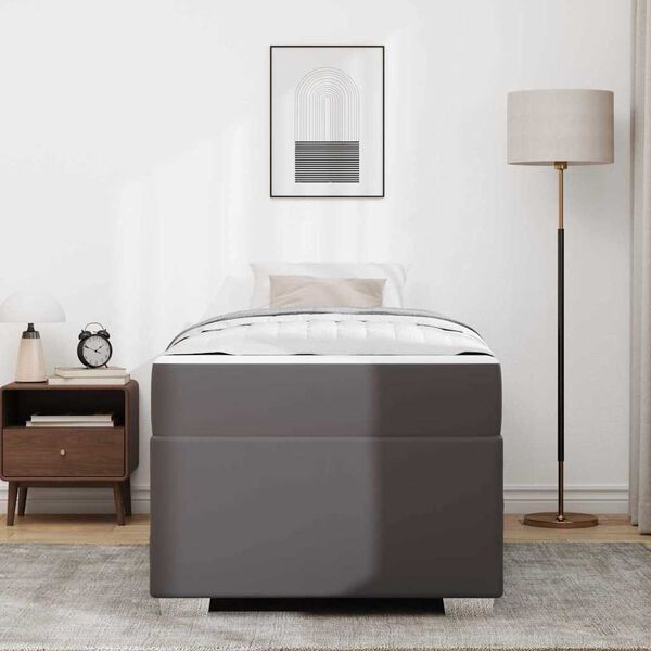 vidaXL Bettrahmen mit Matratze Grau 90 x 190 cm Stoff