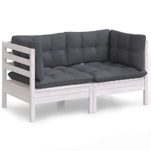 vidaXL 2-Sitzer-Gartensofa mit Anthrazit Kissen Massivholz Kiefer