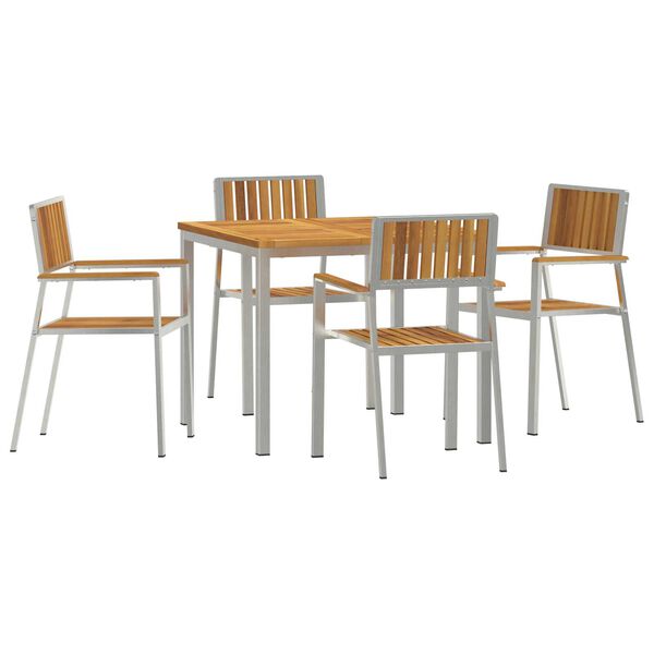 vidaXL Outdoortisch-Set 5 pcs Braun Massivholz Akazie