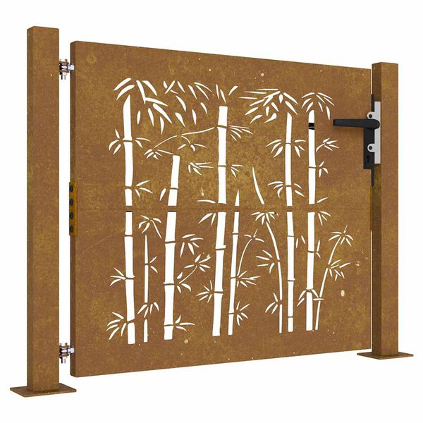 vidaXL Gartentor 100x75 cm Cortenstahl Bambus-Design