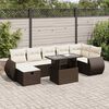 vidaXL 8-tlg. Garten-Sofagarnitur mit Kissen Braun Poly Rattan