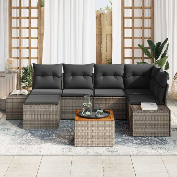 vidaXL Garten-Sofa-Set 7 pcs Grau