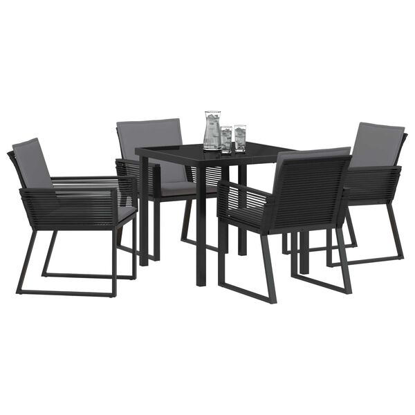 vidaXL Garten Essgruppe 5 pcs Schwarz Pulverbeschichteter Stahl