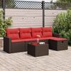 vidaXL 6-tlg. Garten-Sofagarnitur mit Kissen Braun Poly Rattan