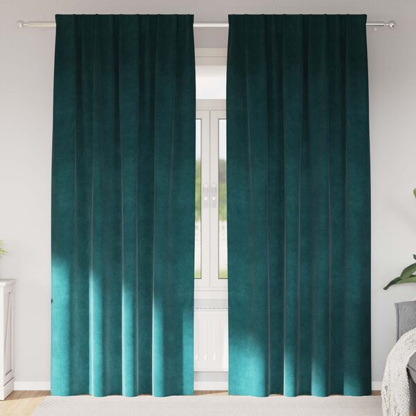 vidaXL Verdunkelungsvorh&auml;nge 2 pcs Dunkelgr&uuml;n 140 x 260 cm Samt