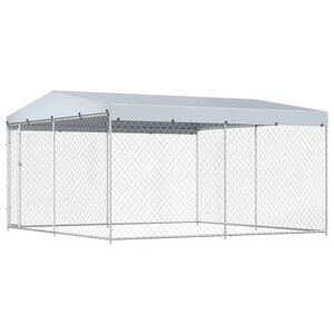 vidaXL Outdoor-Hundezwinger mit &Uuml;berdachung 382x382x225 cm