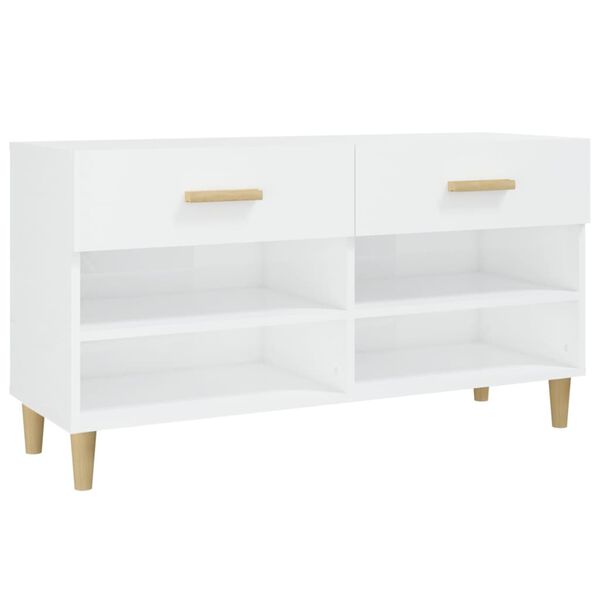 vidaXL Schuhschrank Hochglanz-Wei&szlig; 102x35x55 cm Holzwerkstoff