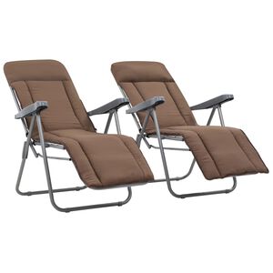 vidaXL Klappst&uuml;hle mit Kissen, 2 St&uuml;ck, braun