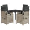 vidaXL 5-tlg. Garten-Essgruppe mit Kissen Hellgrau Poly Rattan