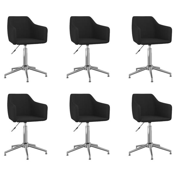 vidaXL Esszimmerst&uuml;hle 6 Stk. Drehbar Schwarz Stoff