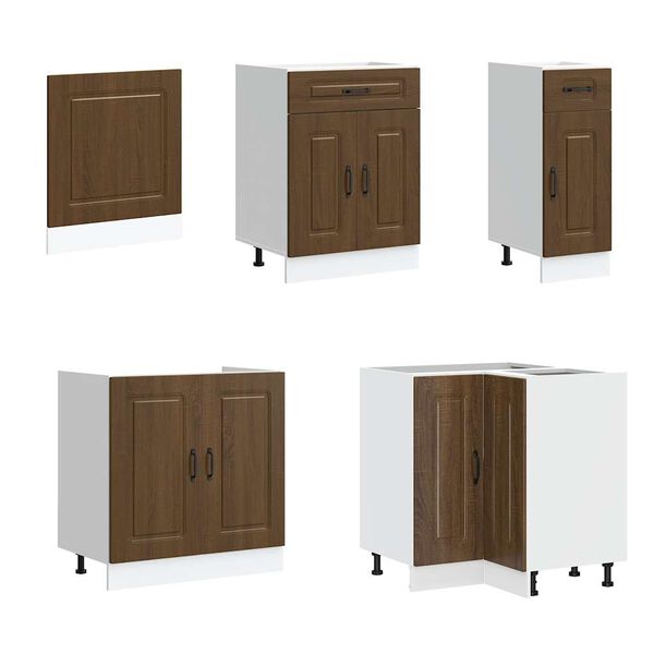 vidaXL 11-tlg. K&uuml;chenschrank-Set Kalmar Braun Eichen-Optik Holzwerkstoff