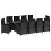 vidaXL Outdoortisch-Set 11 stk. Schwarz Poly-Rattan