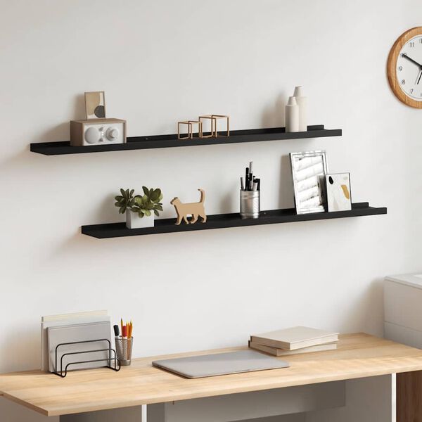 vidaXL Wandregale 2 Stk. Schwarz 100x9x3 cm