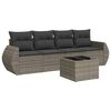 vidaXL 5-tlg. Garten-Sofagarnitur mit Kissen Grau Poly Rattan