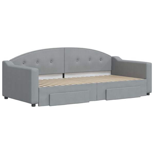 vidaXL Tagesbett Ausziehbar mit Schubladen Hellgrau 90x190 cm Stoff