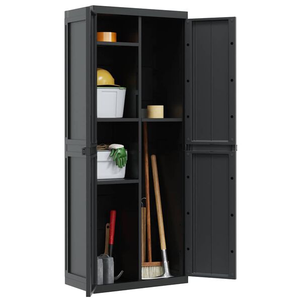 vidaXL Gartenschrank Schwarz 65x37x165 cm PP