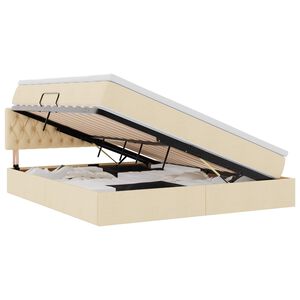vidaXL LED-Speicherbett mit Matratze Creme 160 x 200 cm Stoff