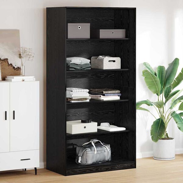 vidaXL Kleiderschrank mit Regal Schwarz Eichen-Optik 100 x 50 x 200 cm
