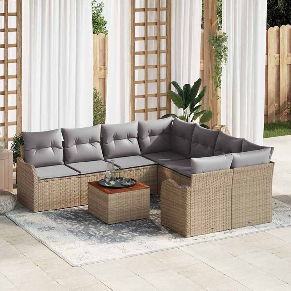 vidaXL Garten-Sofa-Set 9 pcs Beige und Hellgrau