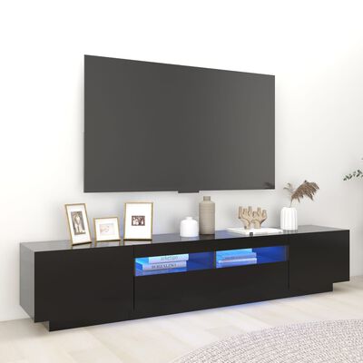 vidaXL TV-Schrank mit LED-Leuchten Schwarz 200x35x40 cm