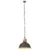 vidaXL H&auml;ngelampe Industriestil Grau Rund 32 cm E27 Mango Massivholz