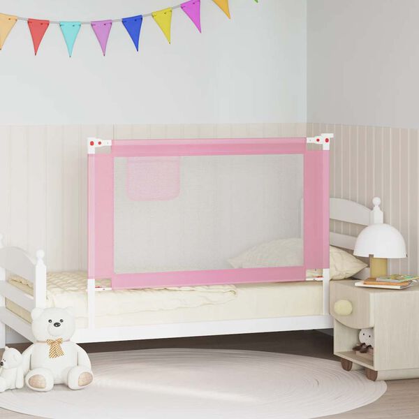 vidaXL Kleinkind-Bettschutzgitter Rosa 120x25 cm Stoff