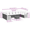 vidaXL 11-tlg. Garten-Sofagarnitur mit Kissen Schwarz Poly Rattan