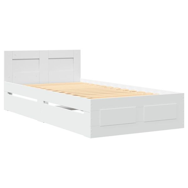 vidaXL Bettgestell mit Kopfteil ohne Matratze Wei&szlig; 75x190 cm