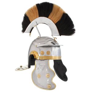 vidaXL R&ouml;mischer Soldaten-Helm Antik Replik f&uuml;r LARP Silbern Stahl