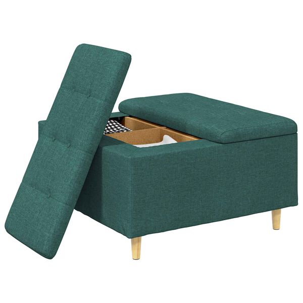 vidaXL Knopf Hocker mit Kissen Dunkelgr&uuml;n 80 x 80 x 45 cm Stoff