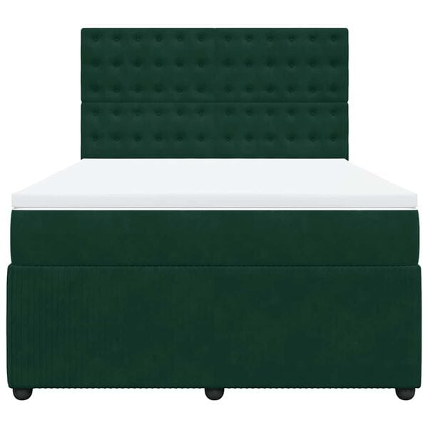 vidaXL Boxspringbett mit Matratze Dunkelgr&uuml;n 140x190 cm Samt