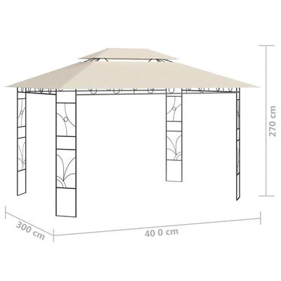 vidaXL Pavillon 4x3x2,7 m Creme 160 g/m²
