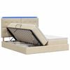 vidaXL LED-Speicherbett mit Matratze Creme 200 x 200 cm Stoff