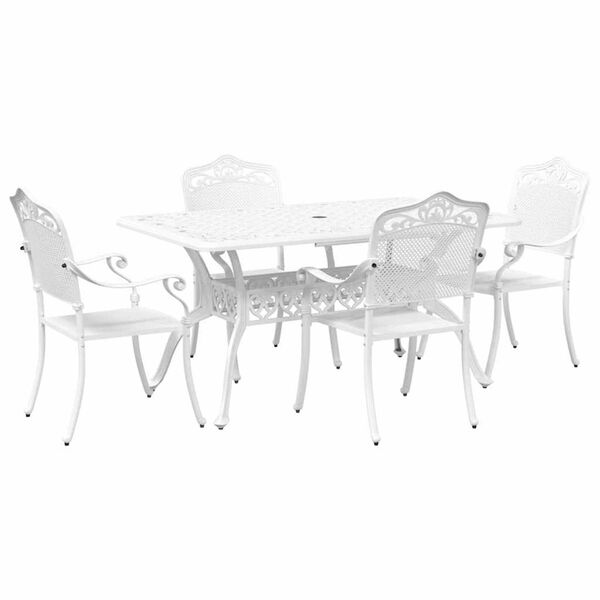 vidaXL Garten Essgruppe 5 pcs Wei&szlig; Aluminium