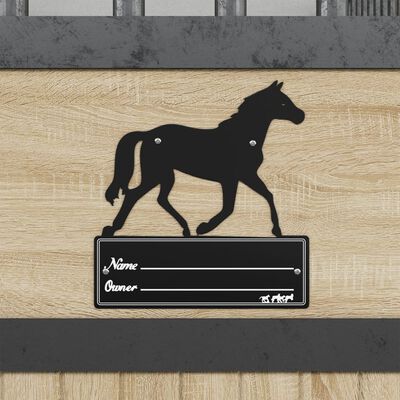 vidaXL Namensschild für Pferdebox Schwarz Stahl