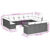 vidaXL 14-tlg. Garten-Sofagarnitur mit Kissen Grau Poly Rattan