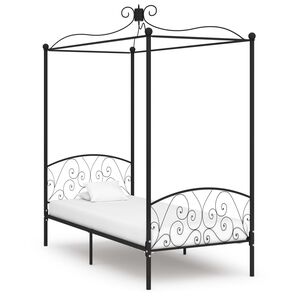 vidaXL Himmelbett-Gestell Schwarz Metall 100 x 200 cm