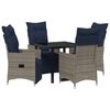 vidaXL Tisch- und Stuhlset 5 stk. Grau PE-Rattan