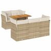 vidaXL 6-tlg. Garten-Sofagarnitur mit Kissen Beige Poly Rattan