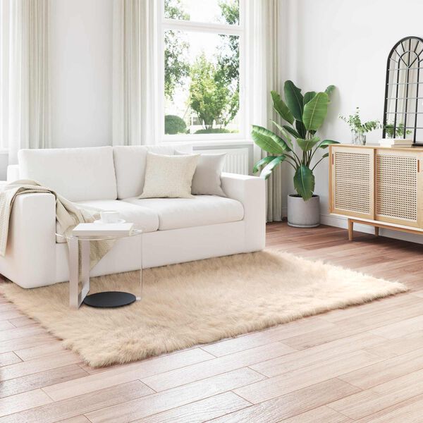 vidaXL Kunstschaffell Teppich Tafalla Beige 140 x 200 cm Polyester