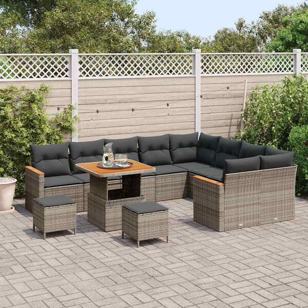 vidaXL Gartensofa-set 12 pcs Grau Poly-Rattan