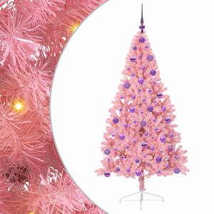 vidaXL K&uuml;nstlicher vorbeleuchteter Weihnachtsbaum Rosa 180 cm PVC