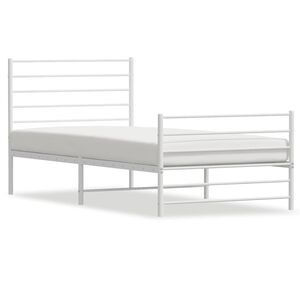 vidaXL Bettgestell mit Kopf- und Fu&szlig;teil Metall Wei&szlig; 100x190 cm