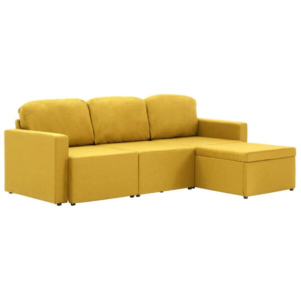 vidaXL Modulares 3-Sitzer-Schlafsofa Gelb Stoff